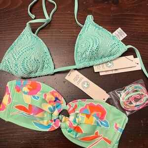 No Boundaries Light Blue Crochet Bikini Top